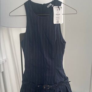 Bershka Navy Pinstripe Mini Dress